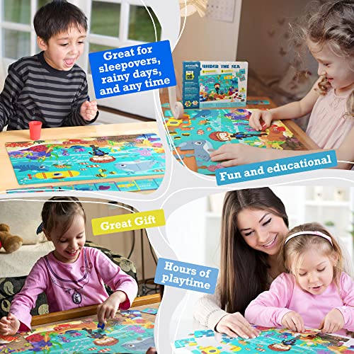 jackinthebox Puzzles for Kids Ages 3-5 | Make Large Puzzle + Decorate with Cool Stickers + Spot with Flash Cards | Educational Learning Toys for 3 4 5 6 Year olds