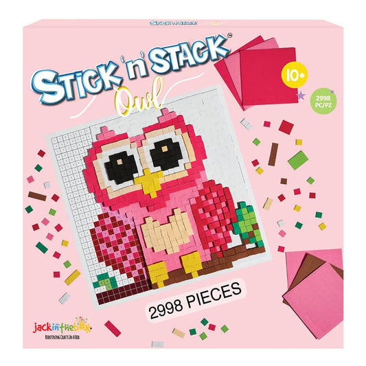 STICK 'N' STACK jackinthebox Mosaic Arts and Crafts for Kids with 3D Foam Stickers - Owl Design - Mess-Free Kids Craft Kit for Striking 3D Art - Unique Owl Gifts for Girls and Boys Ages 10 and Up