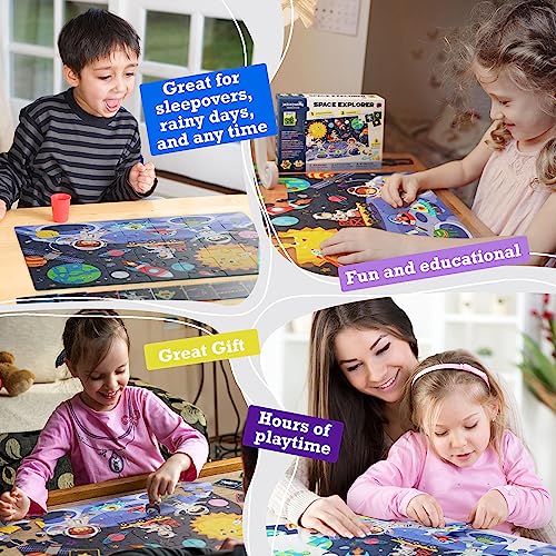 jackinthebox Puzzles for Kids Ages 3-5 | Make Large Puzzle + Decorate with Cool Stickers + Spot with Flash Cards | Educational Learning Toys for 3 4 5 6 Year olds