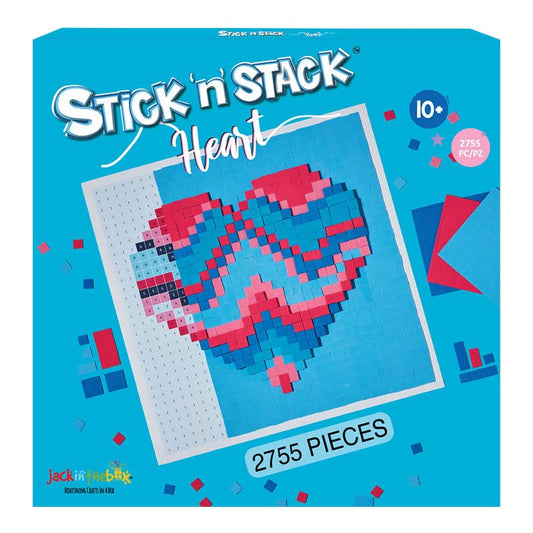 STICK 'N' STACK jackinthebox Valentine Craft Kit for Adults with 3D Foam Stickers - Heart Design - Great Stress Buster Craft Kits for Adults