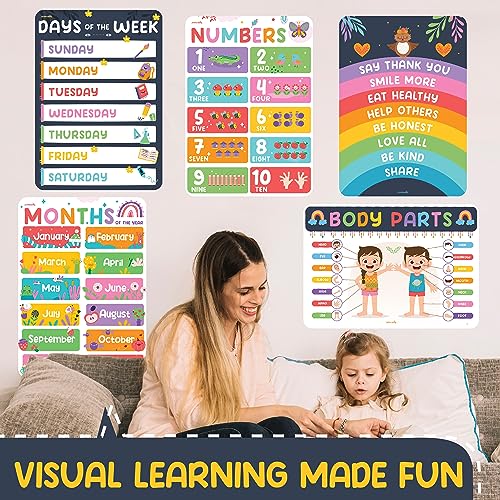jackinthebox 20 Educational Posters | Homeschool Decorations | Preschool Wall Decor for Toddlers | Kindergarten School Supplies | Colorful | Classroom Posters | Pre K Learning Posters |