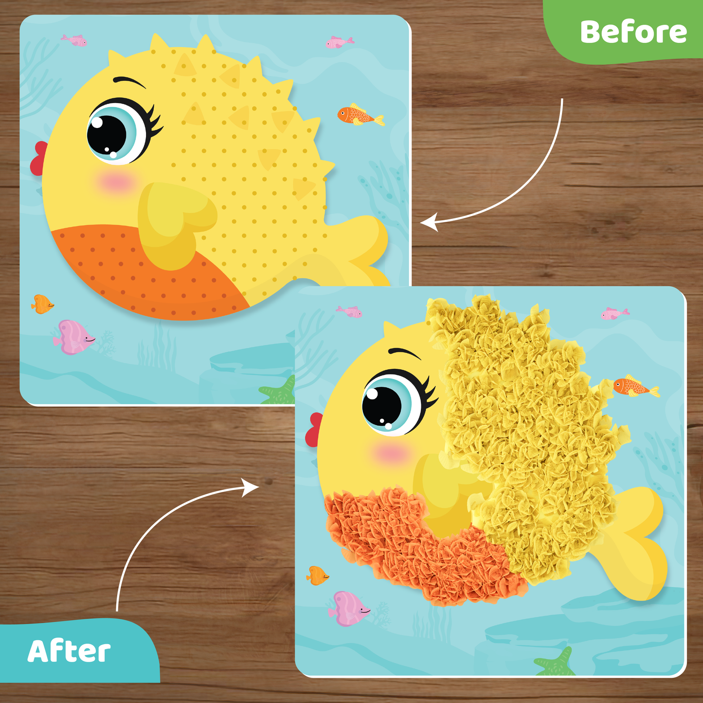 jackinthebox Poke Poke Art – Ocean Animals Like Crab, Turtle, Clownfish, Sea Horse, Jellyfish, Pufferfish, Mess-Free Sewing Art for Kids, Great Gift for Girls and Boys Ages 4 5 6 7 8