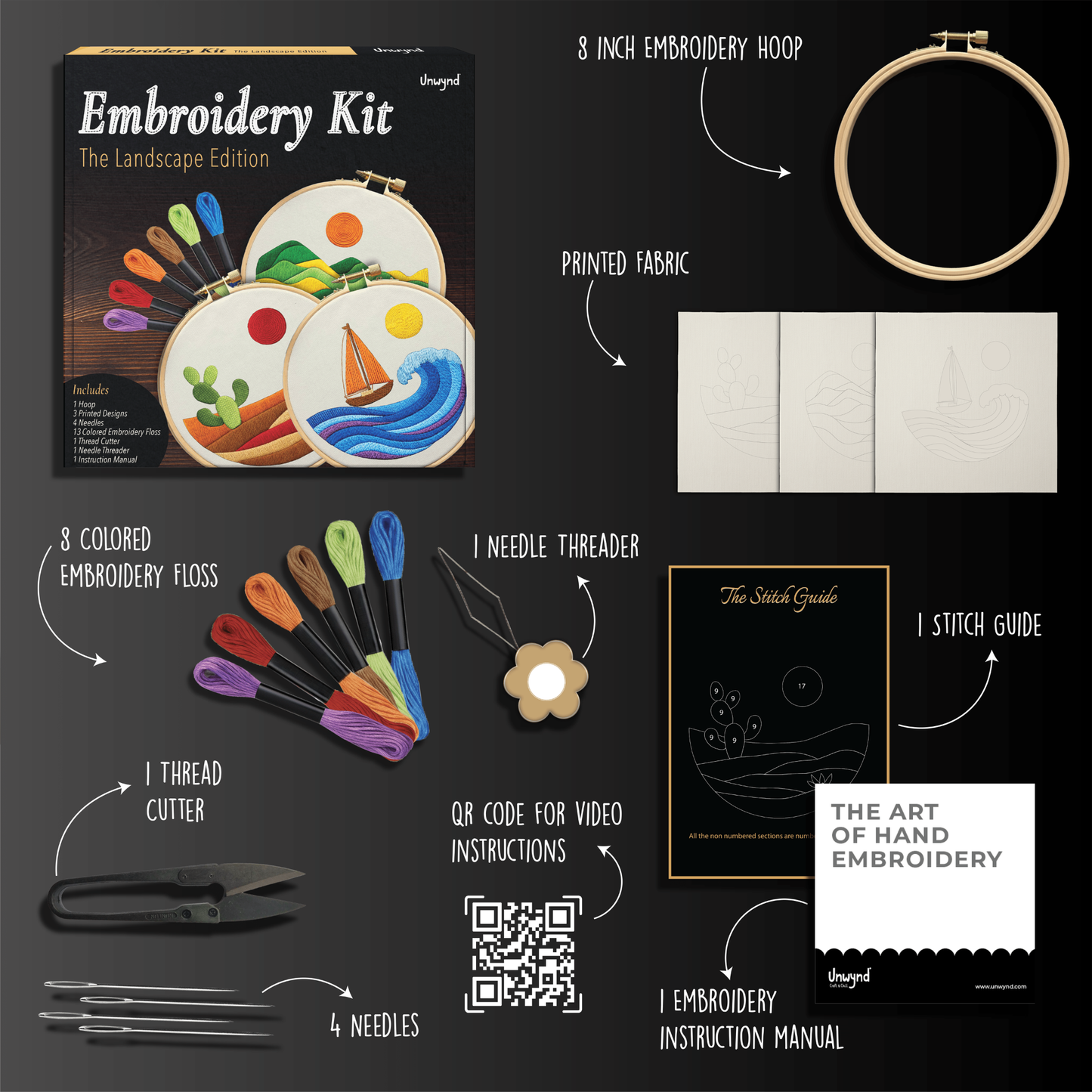 Unwynd Embroidery Kit – The Landscape Edition Pack of 3