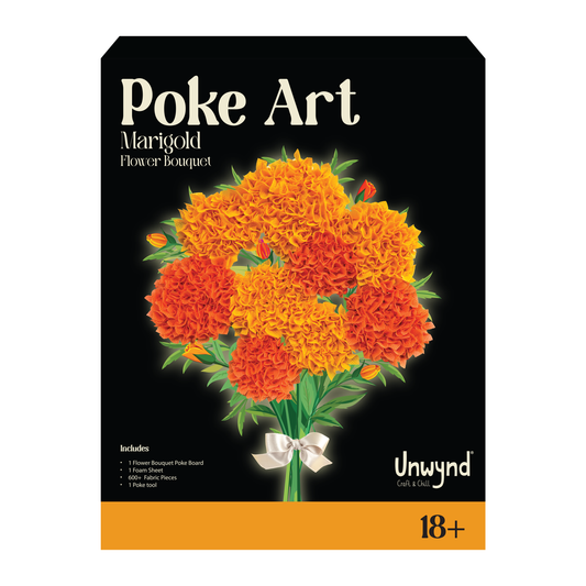 Poke Art Marigold Flower Bouquet, Mess-Free Sewing Fabric Arts & Crafts for Adults, DIY Flower Bouquet Kit, Birthday Gifts for Women, Activity Craft Kit for Adults & Teens, Hobbies for Moms
