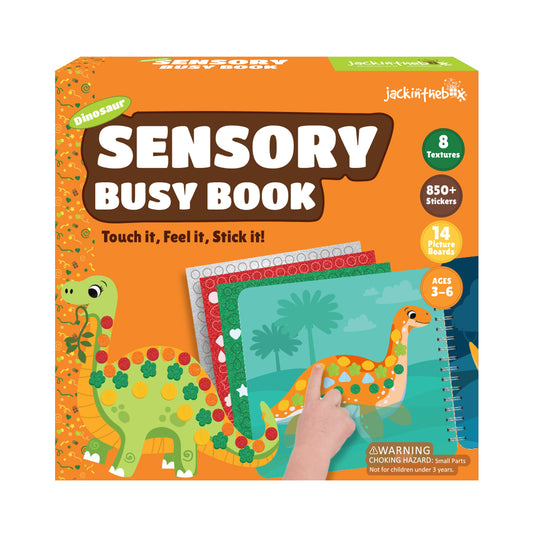 jackinthebox Sensory Busy Book Craft Activity with Textured Stickers - Dinosaurs, No Mess Sticker Craft for Kids, Craft Kits, Sensory DIY Activity, Gifts for Boys & Girls Ages 3 4 5 6, Travel Toys