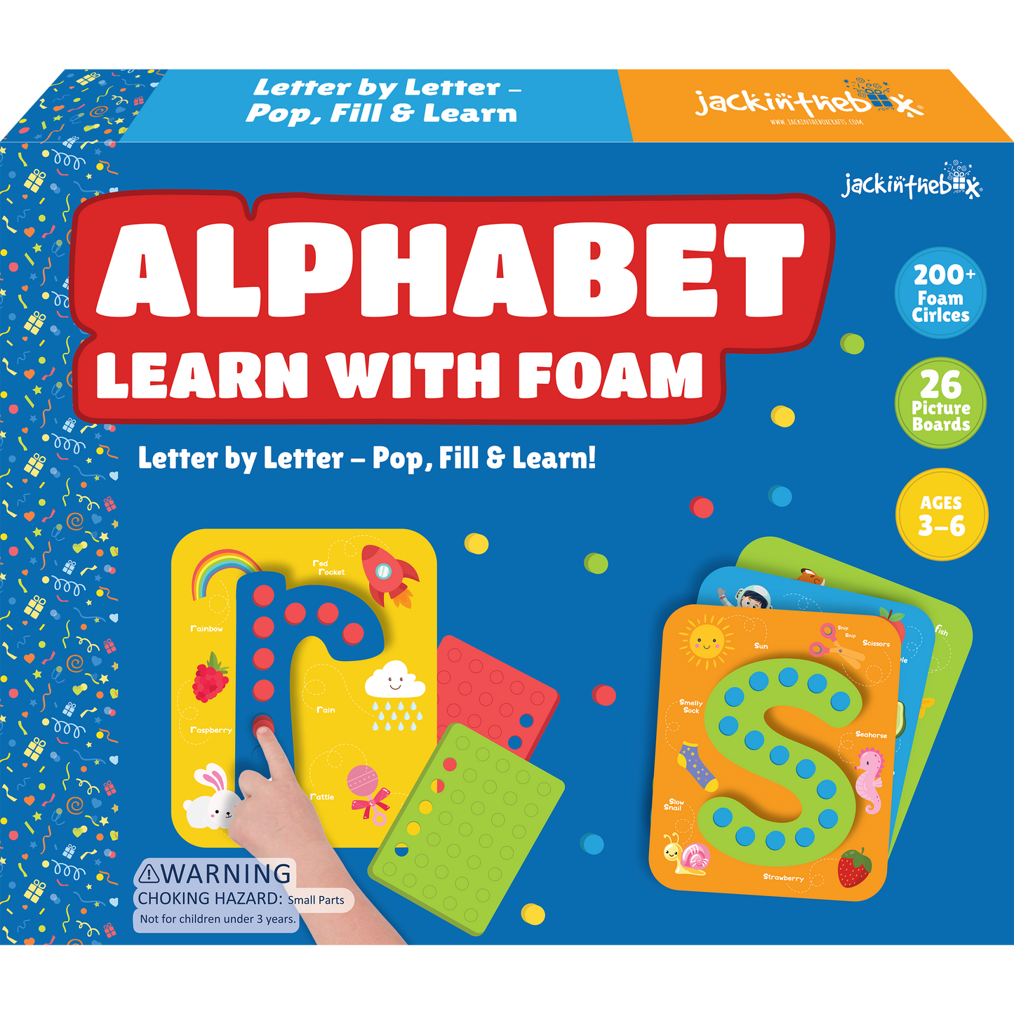 jackinthebox Toddler Toys, Learn Alphabet with Foam, Learning Toys for Toddlers, Unique Learning Resources, Great Gift for Toddlers 3 4 5 Years Old, Classroom Must Haves, Perfect for Learning A B C D