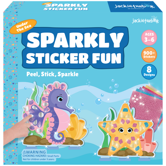 jackinthebox Art and Craft Activity Kit, Sparkly Sticker Fun Under The Sea, DIY Stickers for Kids, Toys for Story Telling, Mess Free Peel and Stick Mosaic Kit, Great Gifts for Girls & Boys age 3 4 5 6