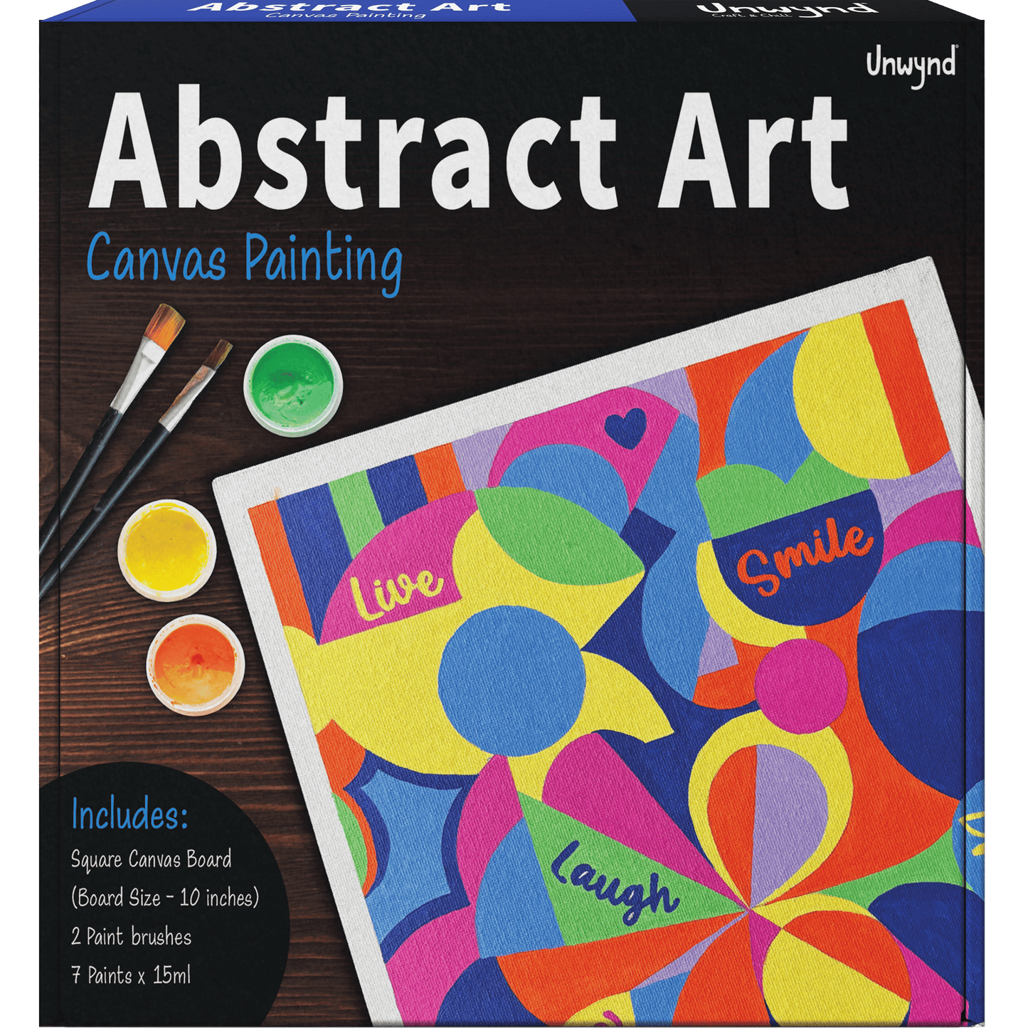 Unwynd Abstract Art Canvas Paint, 10" Canvas Board with 7 Acrylic Paints, Adult Paint by Number Kits, Creative Home Décor Art Craft, DIY Abstract Painting Set for Adults & Teens