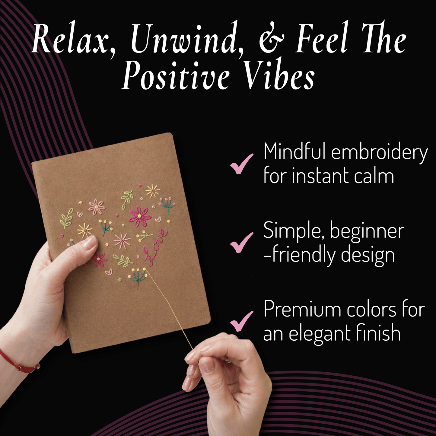 Unwynd Embroidery Notebook Kit – Floral Set of 2