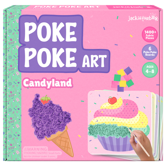 jackinthebox Poke Poke Art – Candyland Theme Elements Like Cupcake, Candy, Ice Cream, Lollipop, Donut, Candyfloss, Mess-Free Sewing Art for Kids, Great Gift for Girls and Boys Ages 4 5 6 7 8