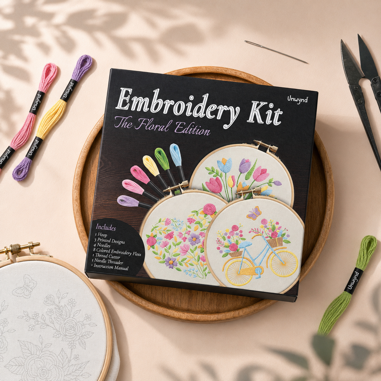 Unwynd Embroidery Kit – The Floral Edition Pack of 3