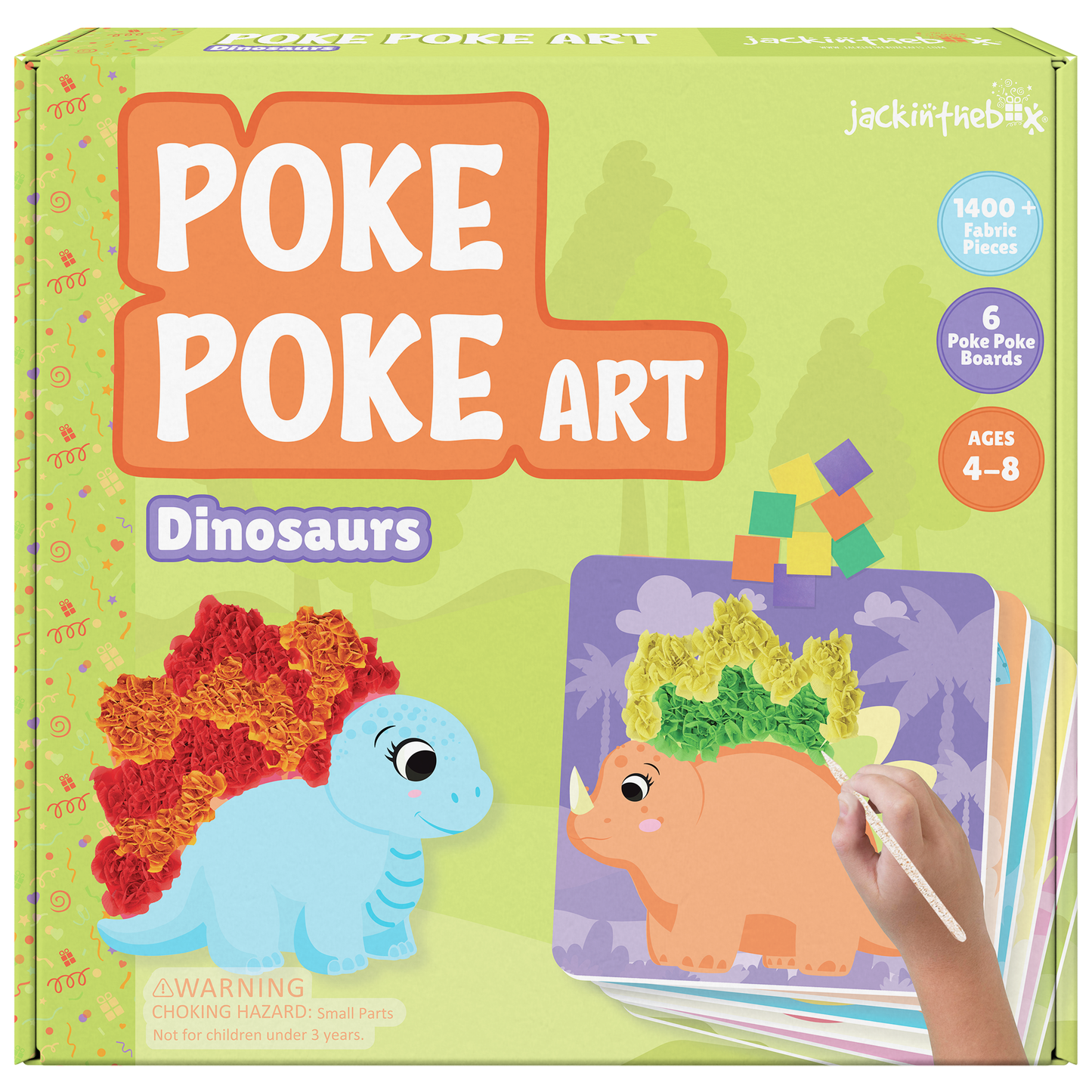 jackinthebox Poke Poke Art – Dinosaurs Like Triceratops, Stegosaurus, Dilophosaurus, Spinosaurus, Mess-Free Sewing Art for Kids, Toys for Girls and Boys Ages 4 5 6 7 8