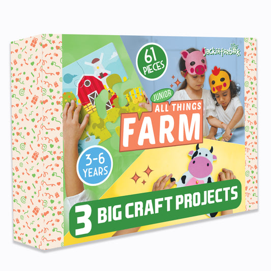 jackinthebox Farm Craft kit for 3 to 5 Year olds | 3 Craft Projects | Great Gift for Boys and Girls Ages 3,4,5 Years