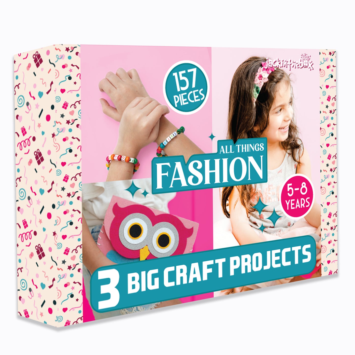 Fashion Themed Art and Craft Kit for Girls | 3 Craft Projects in 1 Box | Best Girl Gift for Ages 6 7 8 9 10 Years | Includes Beautiful Felt and Foam Embellishments (Little Fashionista 3-in-1)