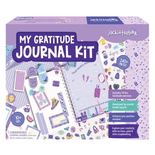 jackinthebox Gratitude Journal Kit for Girls Ages 8-12, 242 pcs, Scrapbooking Journal Set for Teen & Tween Girls,10 Fun Gratitude Exercises, Journal Art & Craft Kit, Ideal Gift for Girls 8 9 10 11 12