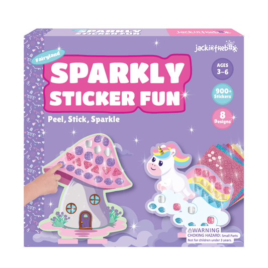 jackinthebox Art and Craft Activity Kit, Sparkly Sticker Fun Fairyland, DIY Stickers for Kids, Toys for Story Telling, Mess Free Peel and Stick Mosaic Kit, Great Gifts for Girls & Boys Age 3 4 5 6