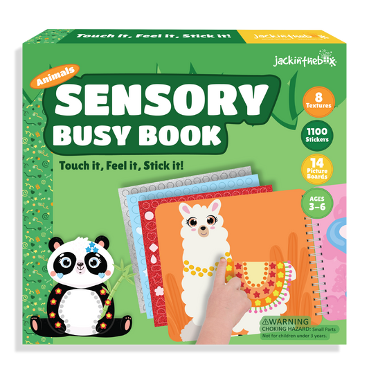 Sensory Busy Book Craft Activity with Textured Stickers - Animals, No Mess Sticker Craft for Kids, Craft Kits, Sensory DIY Activity, Gifts for Boys & Girls Ages 3,4,5,6, Travel Toys