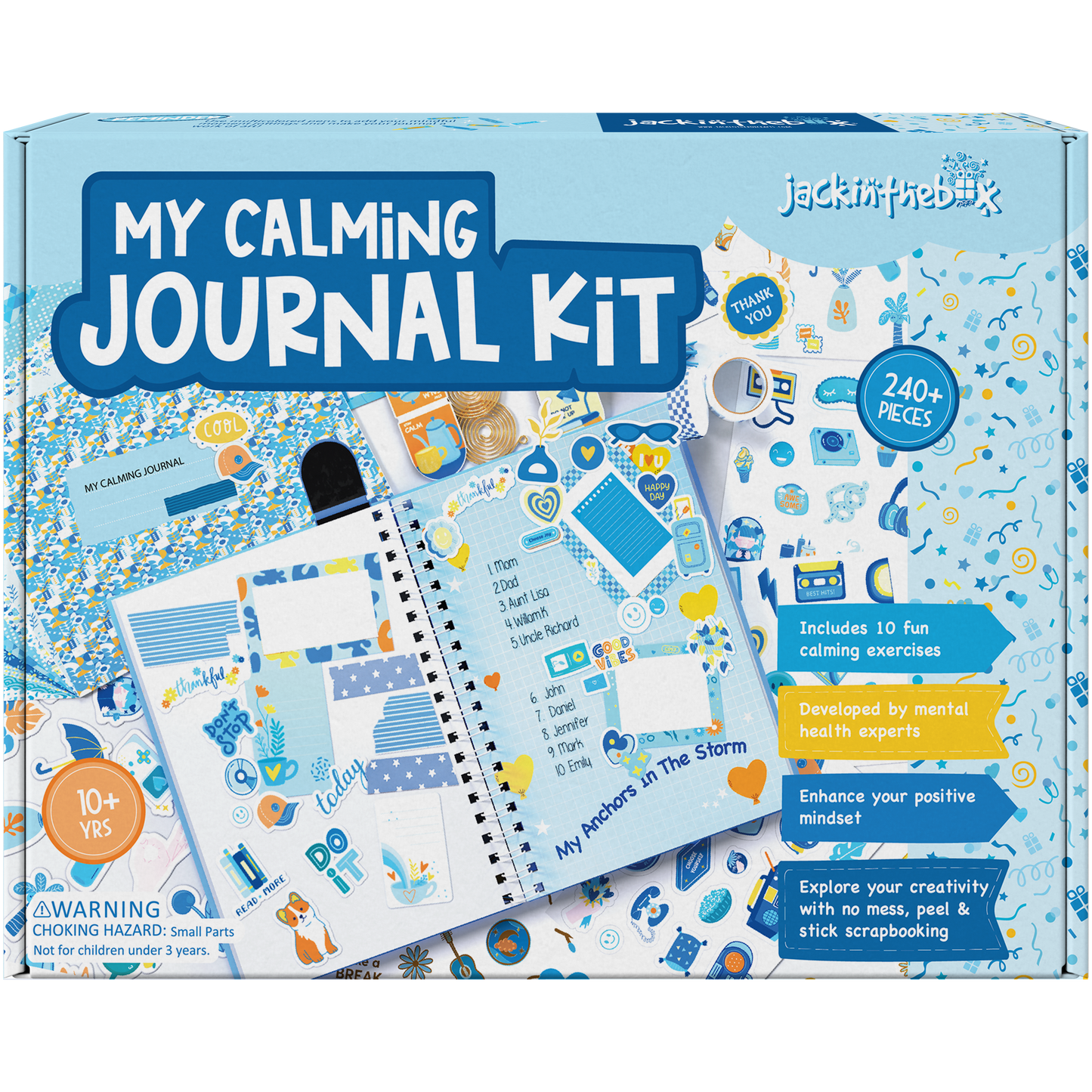 jackinthebox Calming Journal Kit for Girls Ages 8-12, 242 pcs, Scrapbooking Journal Set for Teen & Tween Girls,10 Fun Calming Exercises, Journal Art & Craft Kit, Ideal Gift for Girls 8 9 10 11 12