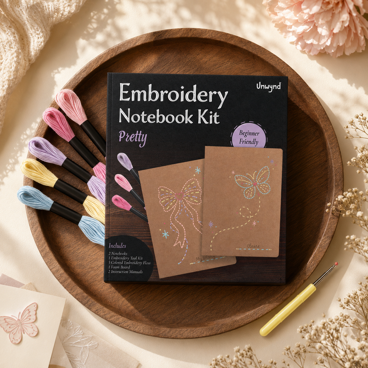 Unwynd Embroidery Notebook Kit – Pretty Set of 2