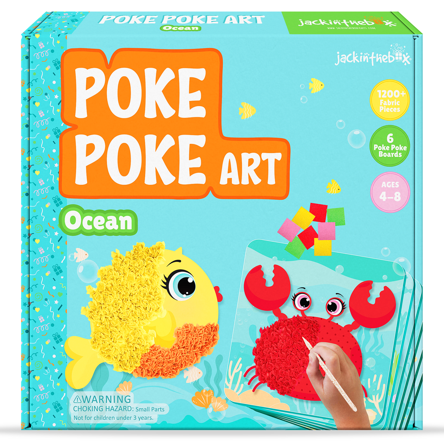 jackinthebox Poke Poke Art – Ocean Animals Like Crab, Turtle, Clownfish, Sea Horse, Jellyfish, Pufferfish, Mess-Free Sewing Art for Kids, Great Gift for Girls and Boys Ages 4 5 6 7 8