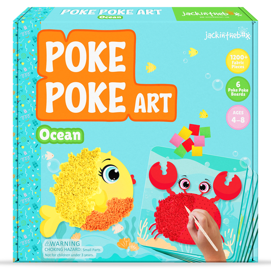 jackinthebox Poke Poke Art – Ocean Animals Like Crab, Turtle, Clownfish, Sea Horse, Jellyfish, Pufferfish, Mess-Free Sewing Art for Kids, Great Gift for Girls and Boys Ages 4 5 6 7 8