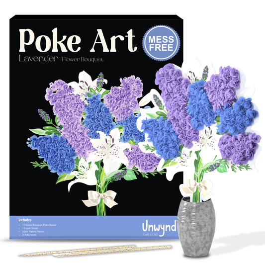 Poke Art Lavender Flower Board Bouquet, DIY Flower Board Bouquet Kit, Mess-Free Sewing Fabric Arts & Crafts for Adults, Birthday Gifts for Women, Activity Craft Kit for Adults & Teens