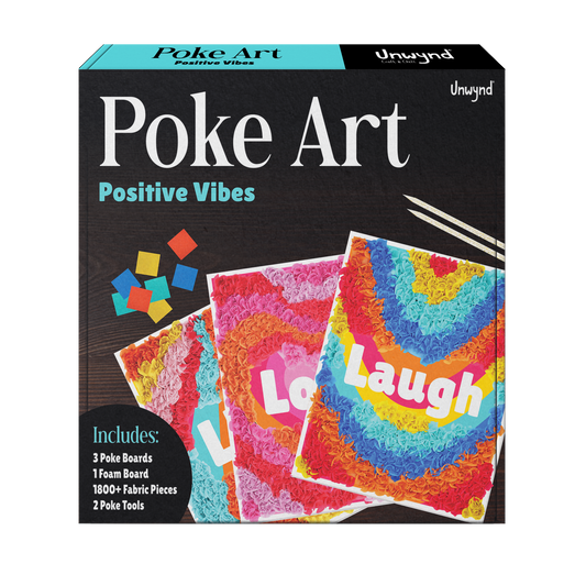 Unwynd Poke Art Live Love Laugh, Mess-Free Sewing Fabric Arts & Crafts for Adults, DIY Birthday Gifts for Women, Activity Craft Kit for Adults & Teens, Hobbies for Moms - Positive Vibes