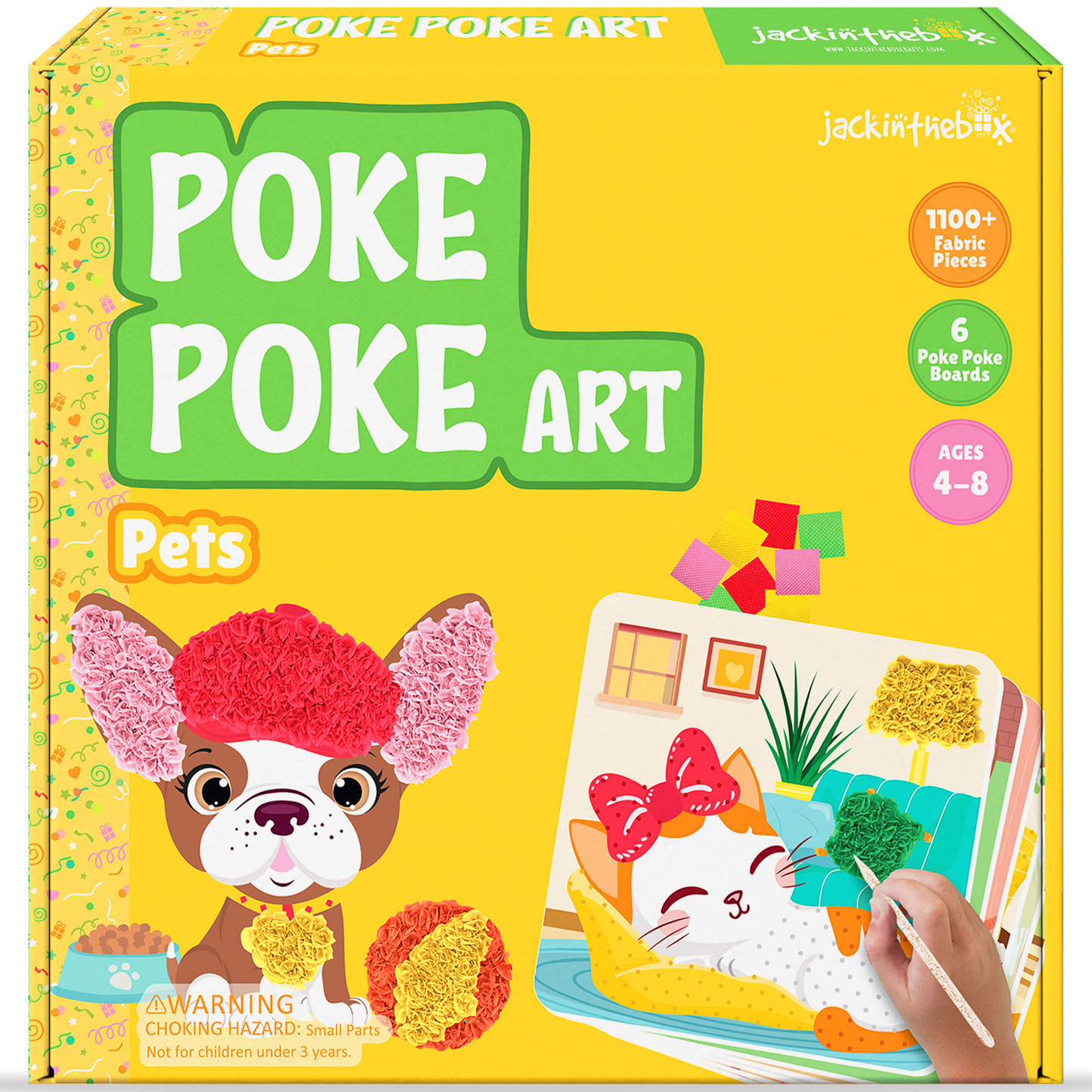 jackinthebox Poke Poke Art – Pets Theme, Mess-Free Fabric Art and Craft, Flower Pressing Kits, Gift for Kids, Girl Gifts, Boy Gift, Toys for Girls and Boys Ages 4 5 6 7 8