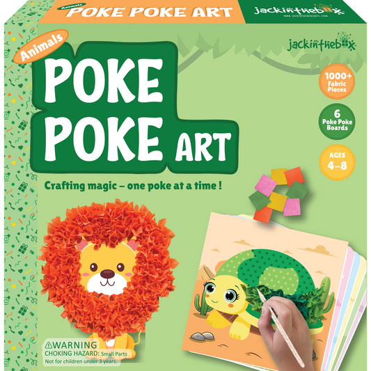 jackinthebox Poke Poke Art – Animals Theme Like Tortoise, Snail, Lion, Owl, Macaw, Butterfly, Mess-Free Sewing Art for Kids, Great Gift for Children, Toys for Girls and Boys Ages 4 5 6 7 8