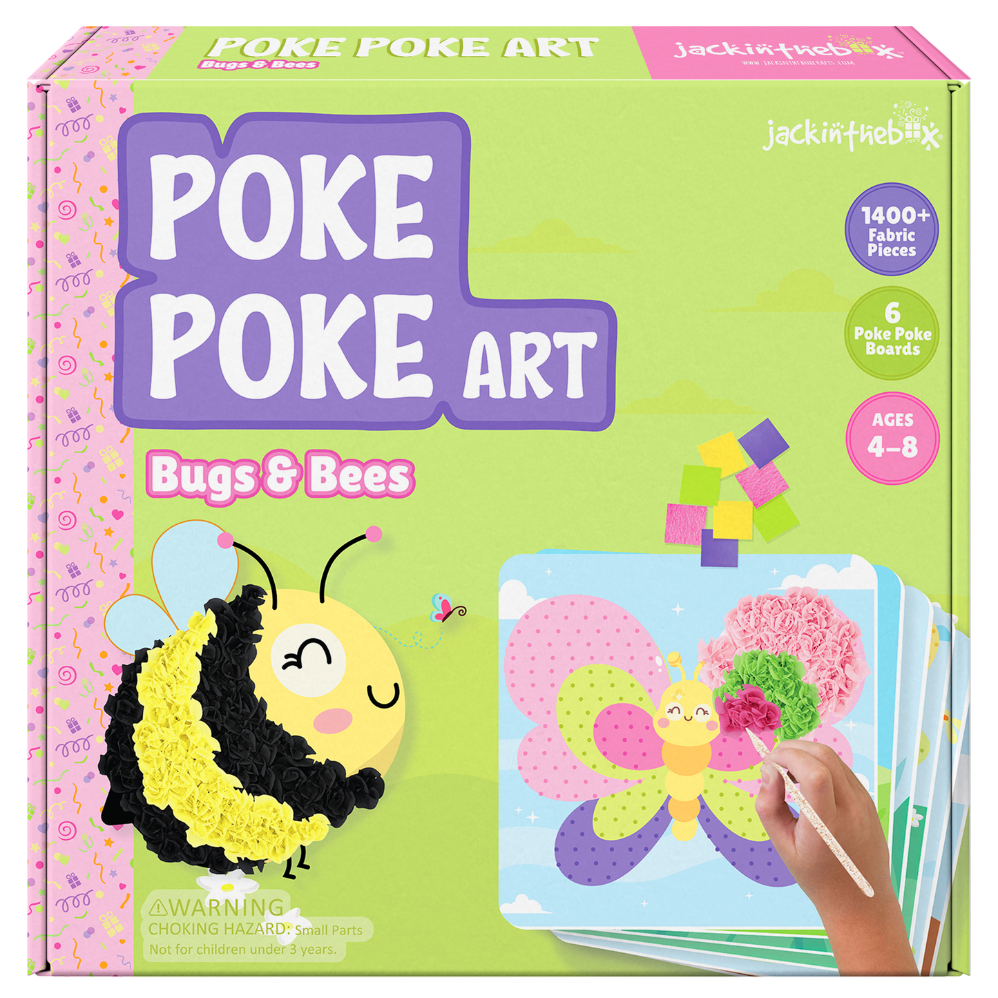 jackinthebox Poke Poke Art – Bugs Like Snail, Bee, Ladybug, Dragonfly, Butterfly, Catterpillar, Mess-Free Sewing Art for Kids, Toys for Girls and Boys, Great Gift for Kids Ages 4 5 6 7 8