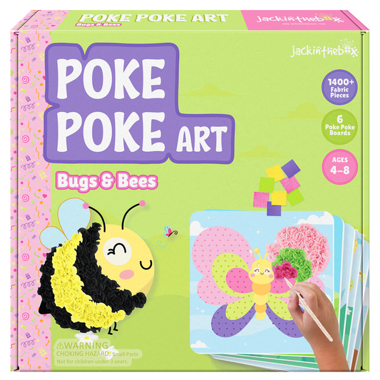 jackinthebox Poke Poke Art – Bugs Like Snail, Bee, Ladybug, Dragonfly, Butterfly, Catterpillar, Mess-Free Sewing Art for Kids, Toys for Girls and Boys, Great Gift for Kids Ages 4 5 6 7 8