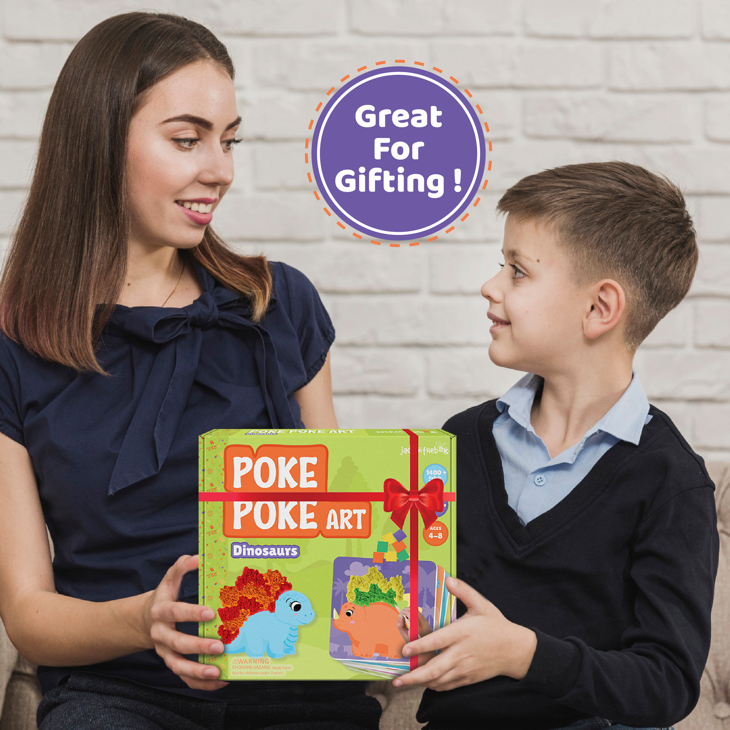 jackinthebox Poke Poke Art – Dinosaurs Like Triceratops, Stegosaurus, Dilophosaurus, Spinosaurus, Mess-Free Sewing Art for Kids, Toys for Girls and Boys Ages 4 5 6 7 8