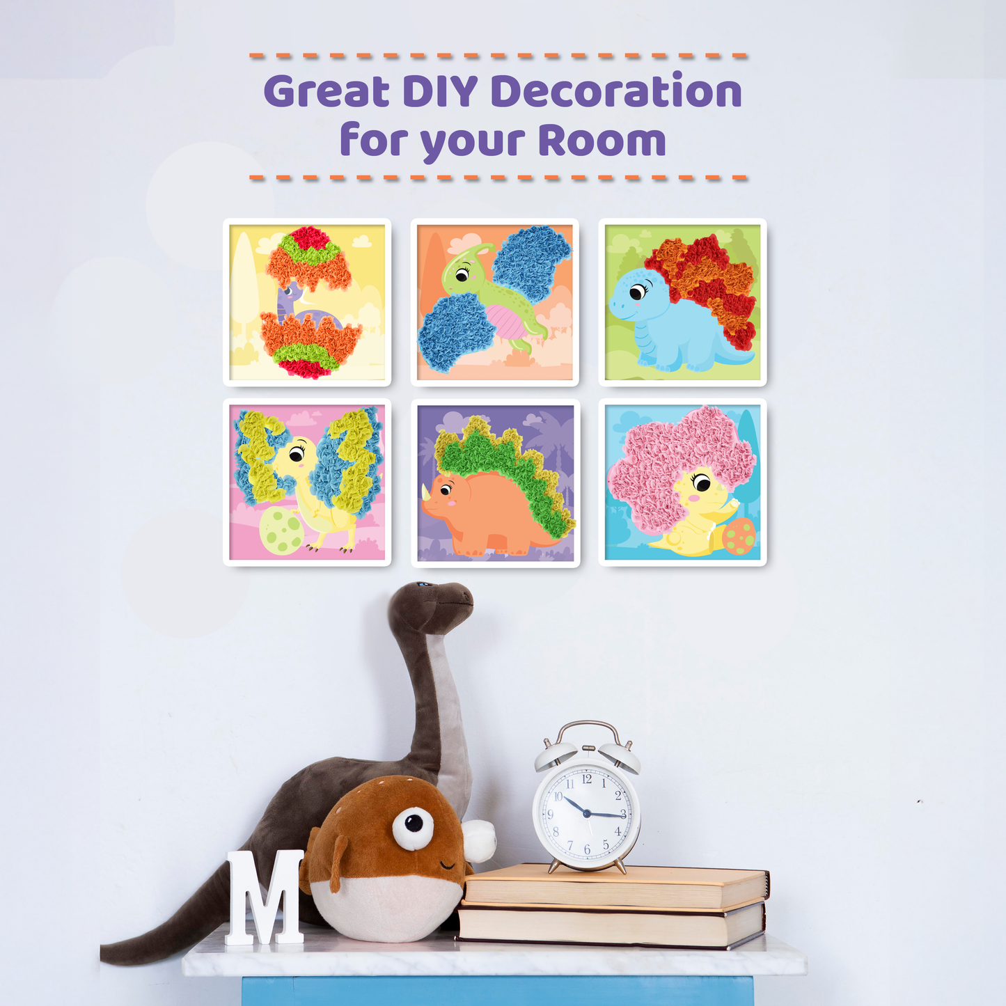 jackinthebox Poke Poke Art – Dinosaurs Like Triceratops, Stegosaurus, Dilophosaurus, Spinosaurus, Mess-Free Sewing Art for Kids, Toys for Girls and Boys Ages 4 5 6 7 8
