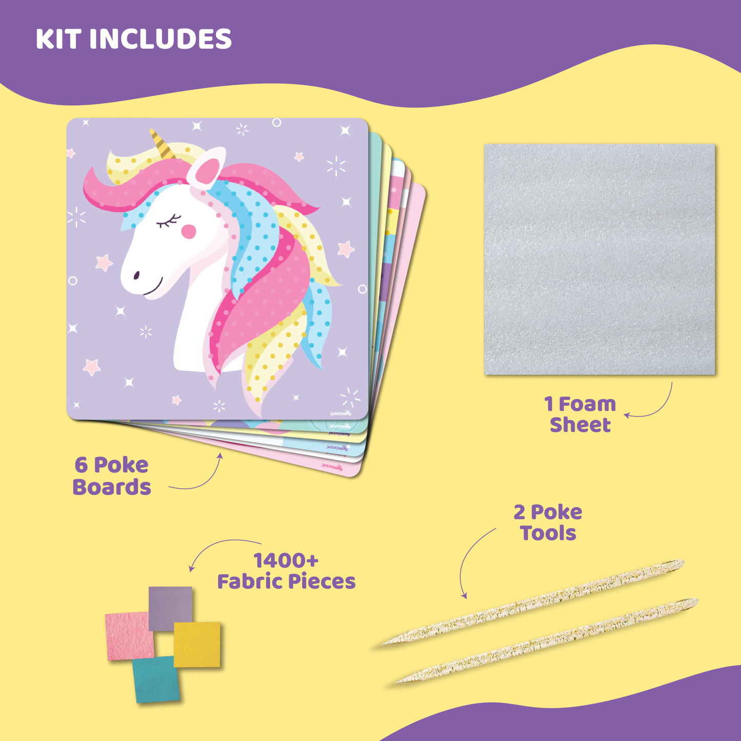 jackinthebox Poke Poke Art for Kids - Unicorns, Mermaids, Princess, Cupcakes, Mess-Free Sewing Art for Children, Toys for Girls and Boys Ages 4 5 6 7 8, Great Gift for Children, DIY Creative Activity