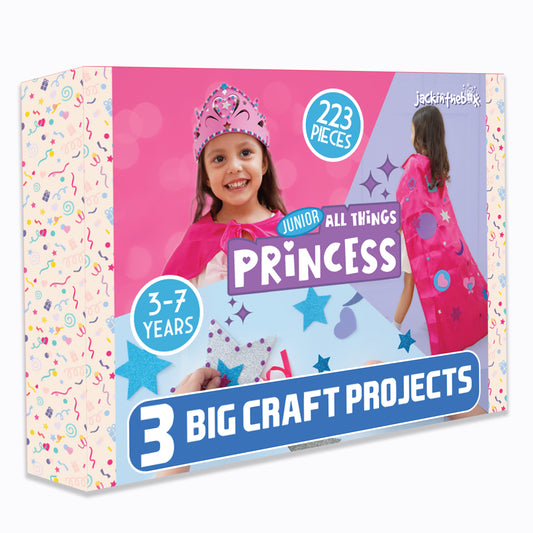 jackinthebox Princess Themed Arts and Crafts for Girls | Make a Cape, Tiara and Wand | Best Gift for Girls Ages 5 6 7 8 Years | 3 Craft Projects in 1 Box