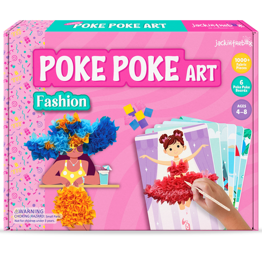 jackinthebox Poke Poke Art for Kids – Fashion Theme Dress Decorations for Princess, Winter, Monsoon, Hawai, Beach, Ballerina, Mess-Free Sewing Art for Kids, Gift for Girls and Boys Ages 4 5 6 7 8