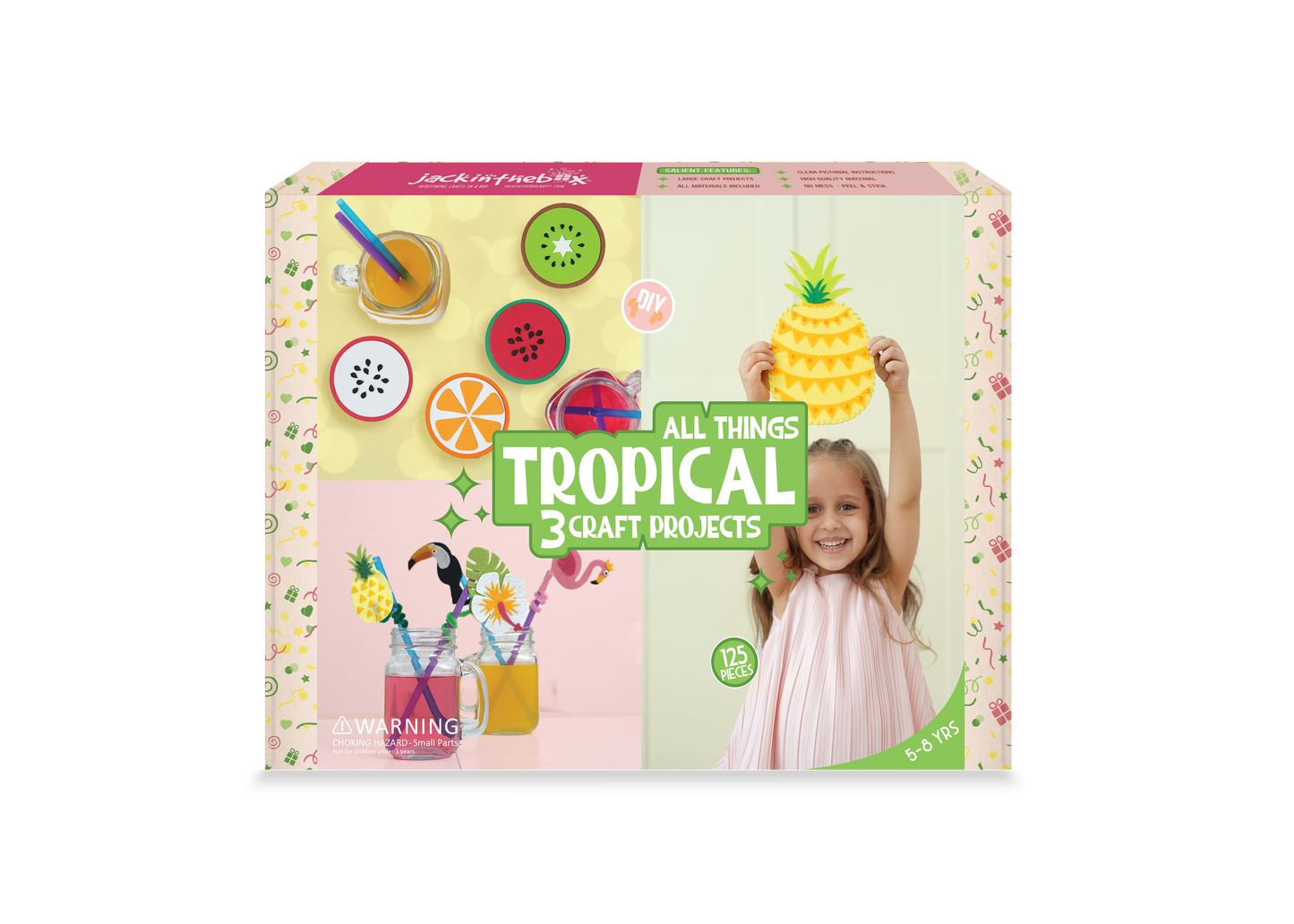 jackinthebox Hawaiian Tropical Themed Craft Kit | Incl. Beautiful Felt Pineapple Sewing Kit | 3 Different Crafts-in-1 | Best Craft Kit for Girls Ages 7 to 10 Years