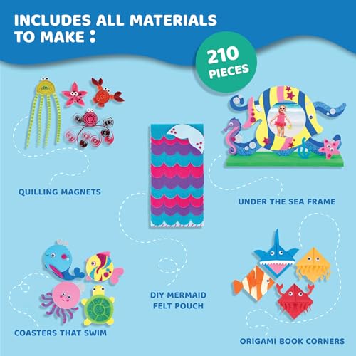 jackinthebox Under The Sea Themed Craft Kit | Includes Beautiful Felt Mermaid Sewing Kit | 6 Different Crafts-in-1 | Best Gift Girls Ages 6 to 10 Years (6-in-1)