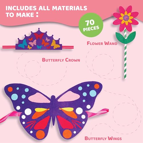 Art Crafts for Girls Age 5 6 7 8 Princess Gifts: Girly Craft Accessories  for 10 11 12 Year Old Girl Butterfly Craft Jewellery Making Sets Birthday