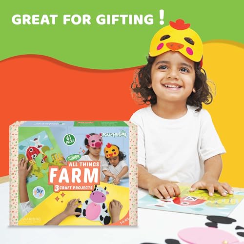 jackinthebox Farm Craft kit for 3 to 5 Year olds | 3 Craft Projects | Great Gift for Boys and Girls Ages 3,4,5 Years