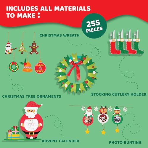 jackinthebox Christmas Craft Kit for Kids | 6 Large Craft Projects | Christmas Activities for Kids | Arts and Crafts for Kids | Santa Crafts | Christmas Decorations for Kids
