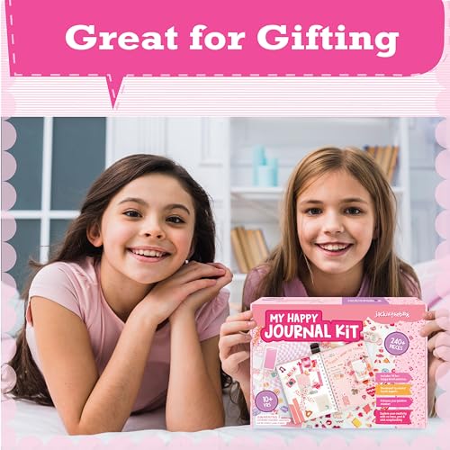 jackinthebox DIY Journal for Girls Ages 8-12 | 242 PCS | Scrapbook Kit | Tween Girls Gifts | Girls Journal Kit | Includes 10 fun guided spreads | Journaling Kit | Gifts for 8 9 10 11 12 year old girls