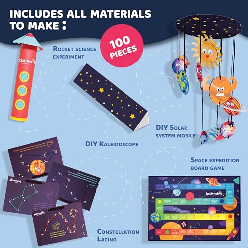 Space Science Craft Kit Gift 6-in-1 | Arts Crafts Space Toy for Kids Ages 6-8 | Gifts for Boys and Girls Aged 6,7,8,9,10 Year Olds | Solar System Toys for Kids
