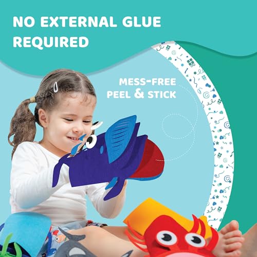 jackinthebox Hand Puppet Sea Animal Craft Kit for Kids 6-in-1 | Gifts for Kids Ages 4-8 | DIY Arts & Crafts Kit | Great Storytelling,Role-Playing