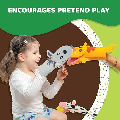 jackinthebox Hand Puppet Farm Animal Craft Kit for Kids 6-in-1 | Gifts for Kids Ages 4-8 | DIY Arts&Crafts kit | Great Storytelling,Role-Playing Puppets | Gift for Girls and Boys | Toddler Activities